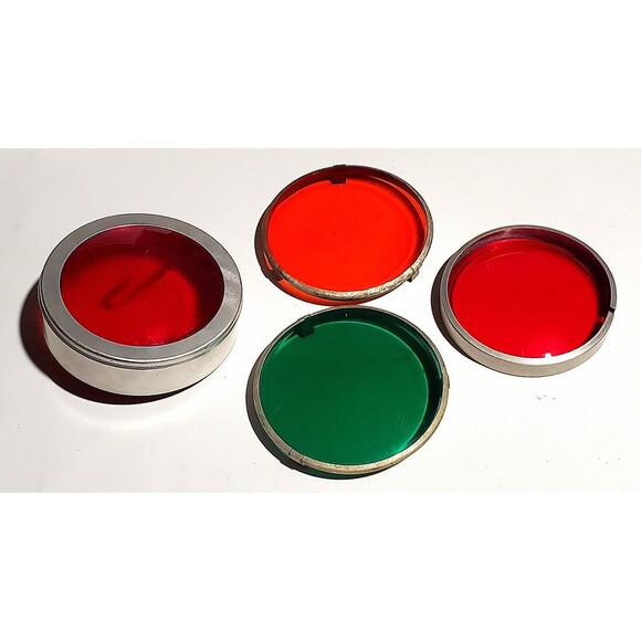 Other - VTG LENS LOT Traffic Light Stop Signal 5" Glass Round 3 Red 1 Green 4 Piece Trim
